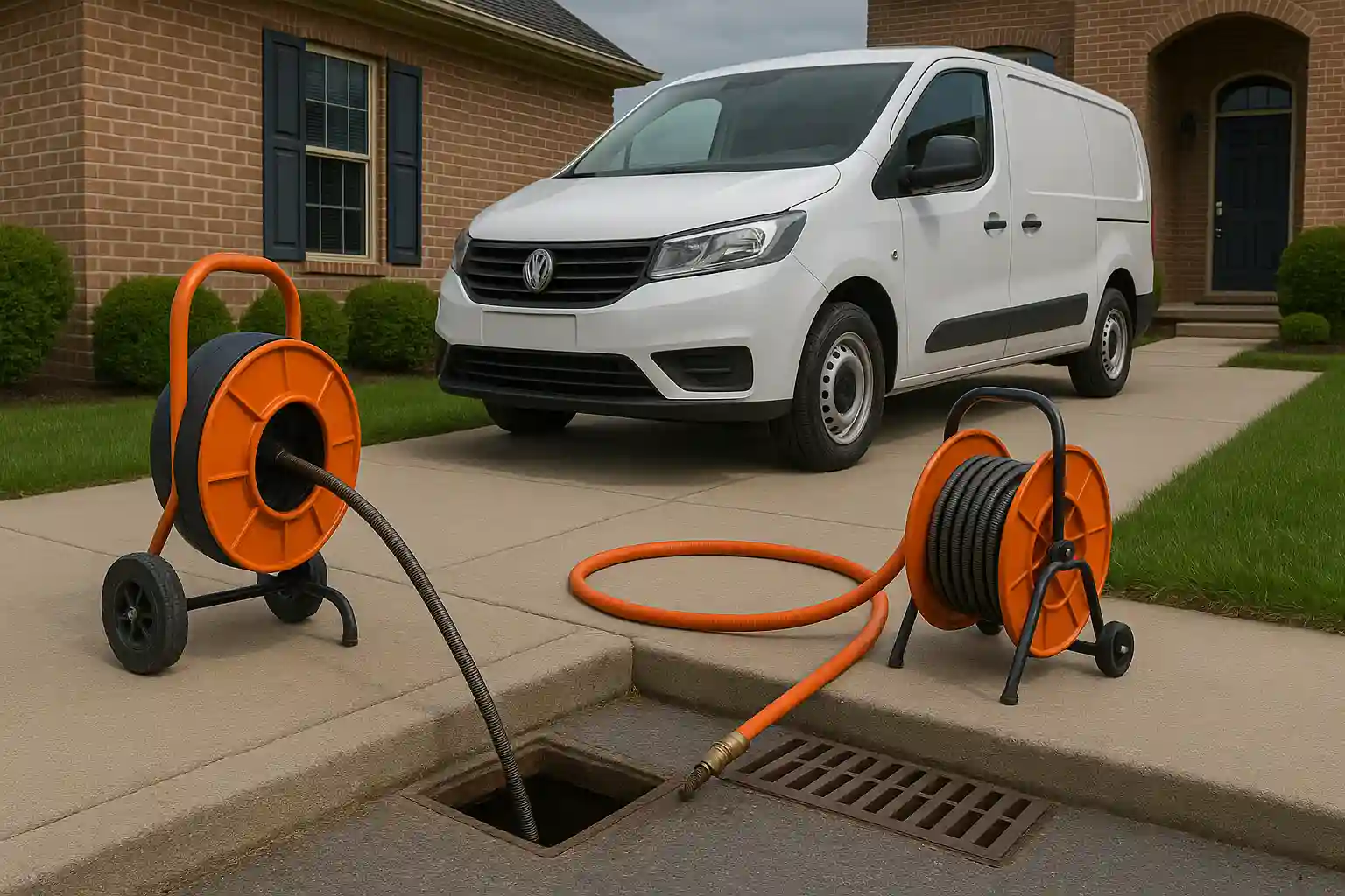 Commercial Van and hoses for sewer cleaning services