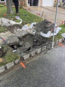 Curbside sewer line repair project