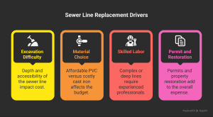 Why Is Replacing a Sewer Line So Expensive? Your Guide to Costs a diagram of a construction worker