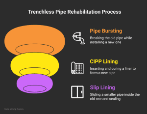 The Truth: Can a Sewer Line Be Replaced Without Digging? Trenchless sewer line replacement methods including pipe bursting, CIPP lining, and slip lining