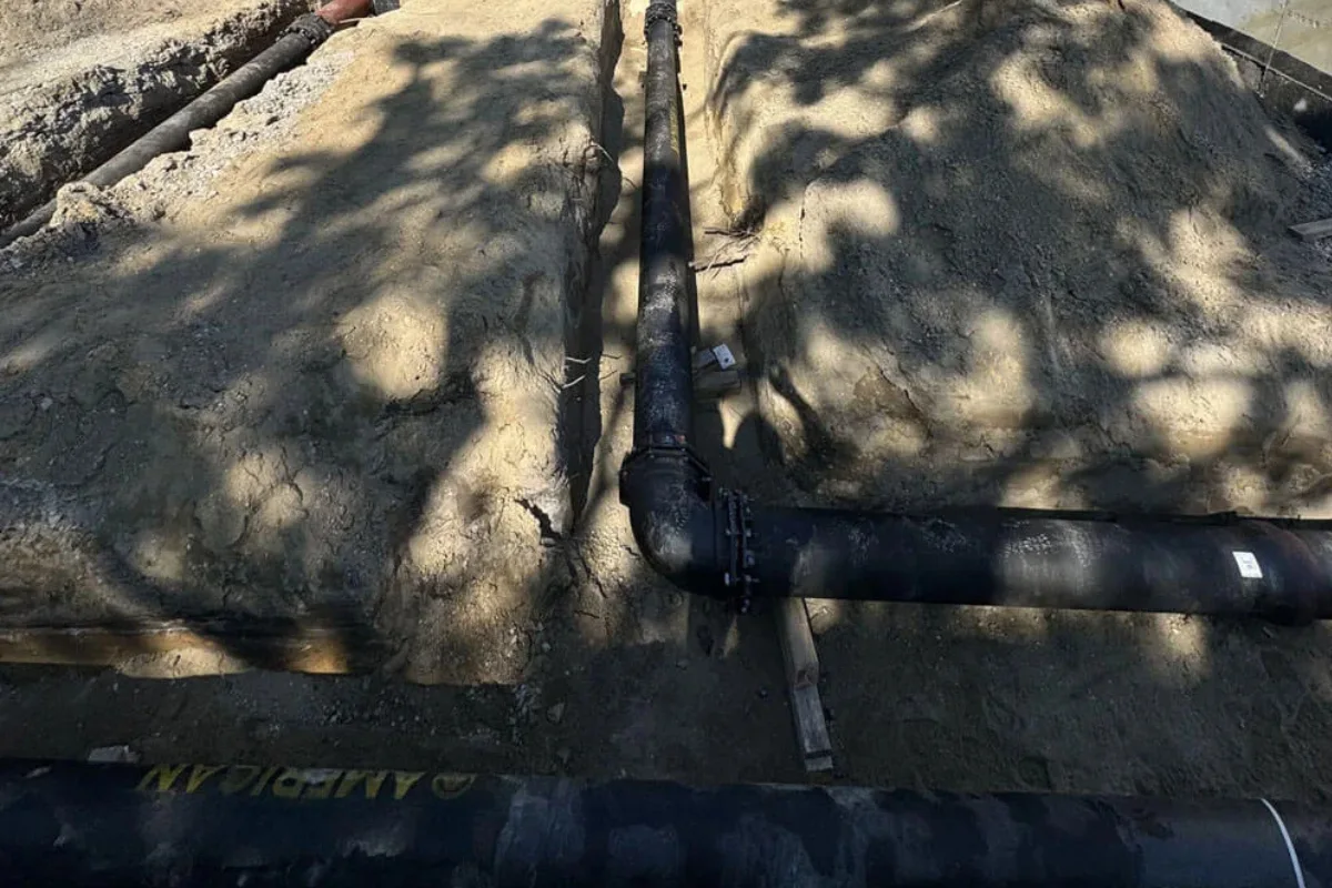 Sewer pipe exposed for inspection during a service call in Evesham, NJ