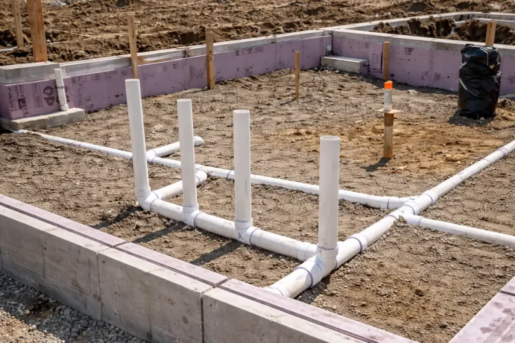 Vertical septic risers installed during a septic tank baffle replacement at a home in Somerdale, NJ.