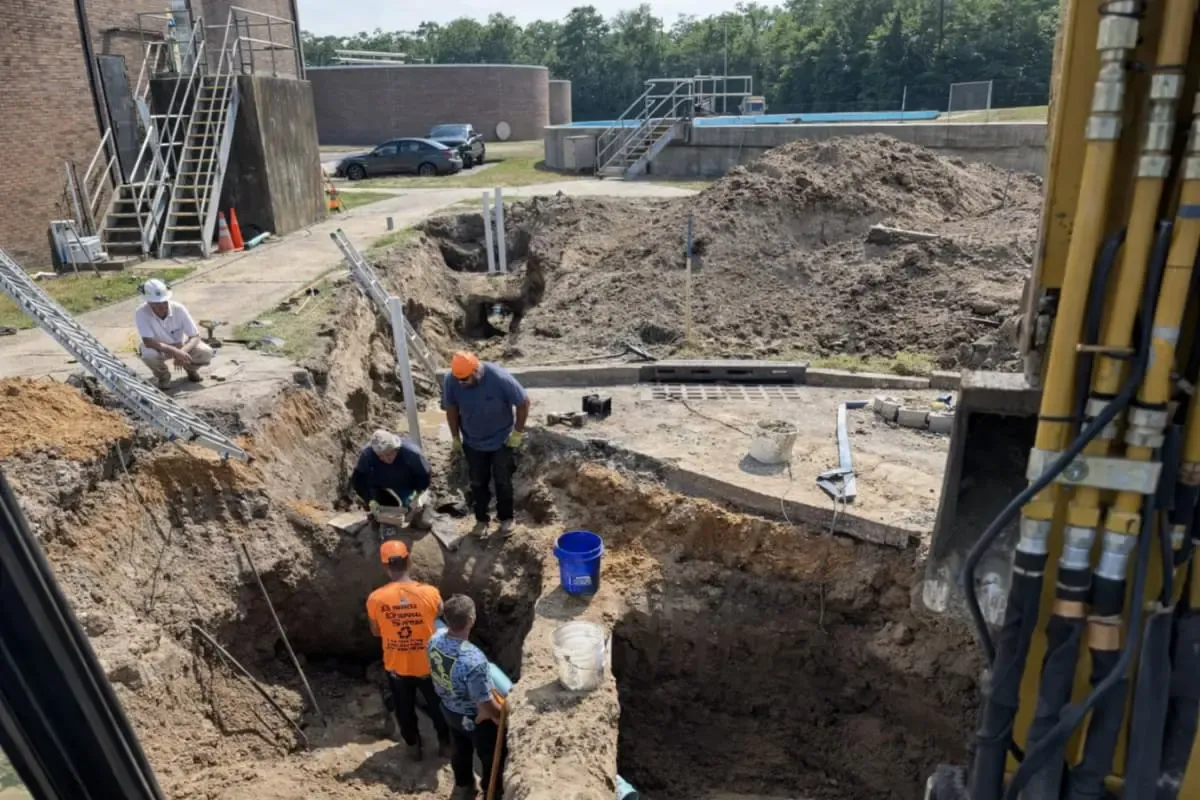 Excavation work to troubleshoot a septic backup problem in Evesham, NJ