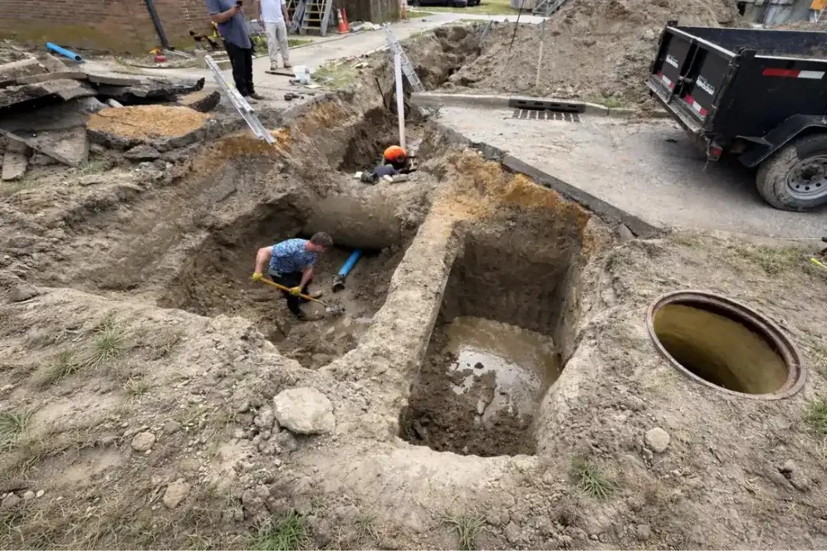 Septic system access openings exposed during filter cleaning service in Evesham, NJ