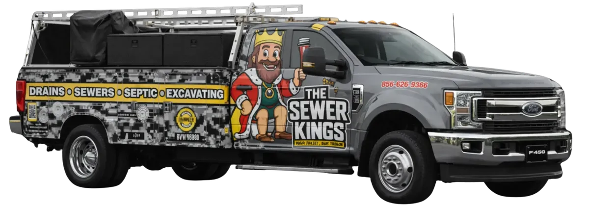 The Sewer Kings service truck equipped for sewer line cleaning jobs in South Jersey
