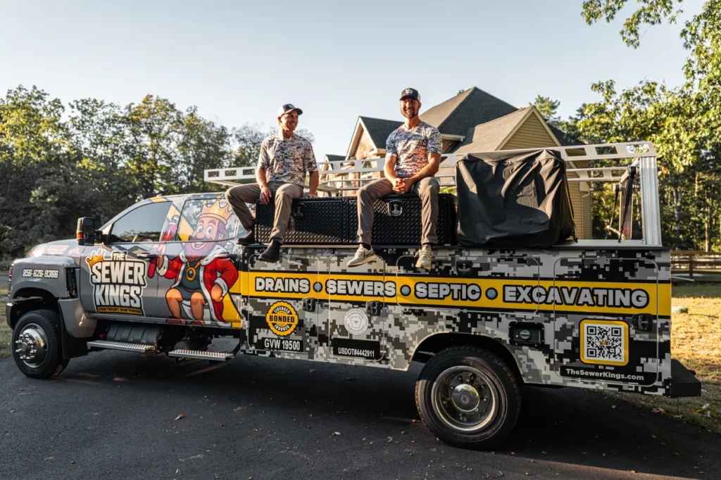 The Sewer Kings owners on their service truck serving Cherry Hill Township, NJ